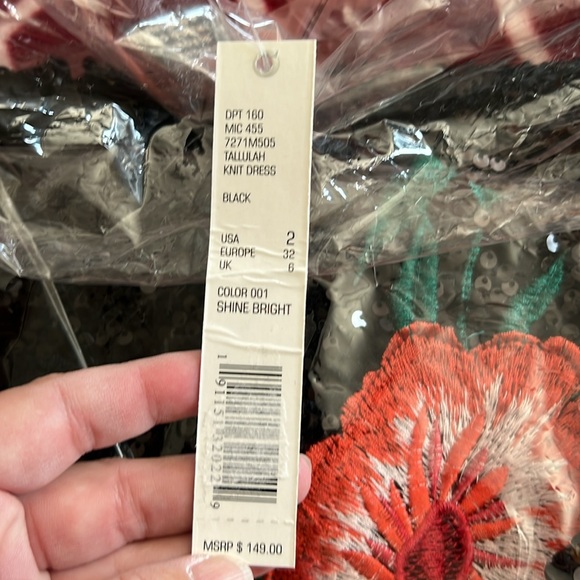 NWT Gianni Bini Tallulah Black Sequin Embroidered Mini Dress - Size 0, 2 - Picture 9 of 13